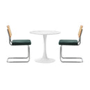 60cm Green Velvet Round Dining Table with 2 Dining Chairs