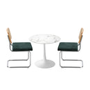 60cm Green Velvet Round Dining Table with 2 Dining Chairs