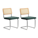 60cm Green Velvet Round Dining Table with 2 Dining Chairs