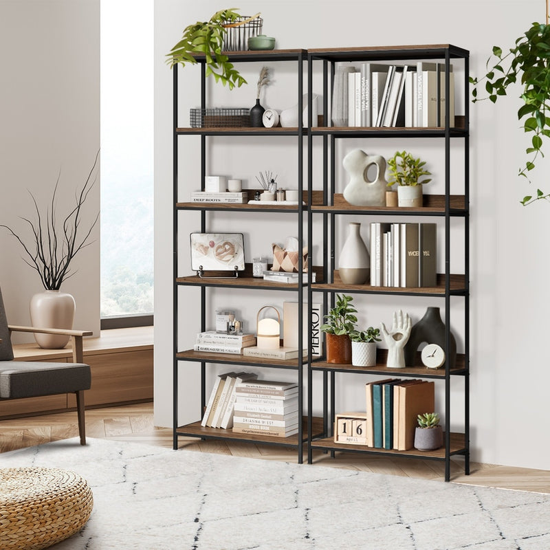 Black and Walnut 5 Tier Display Storage Shelf