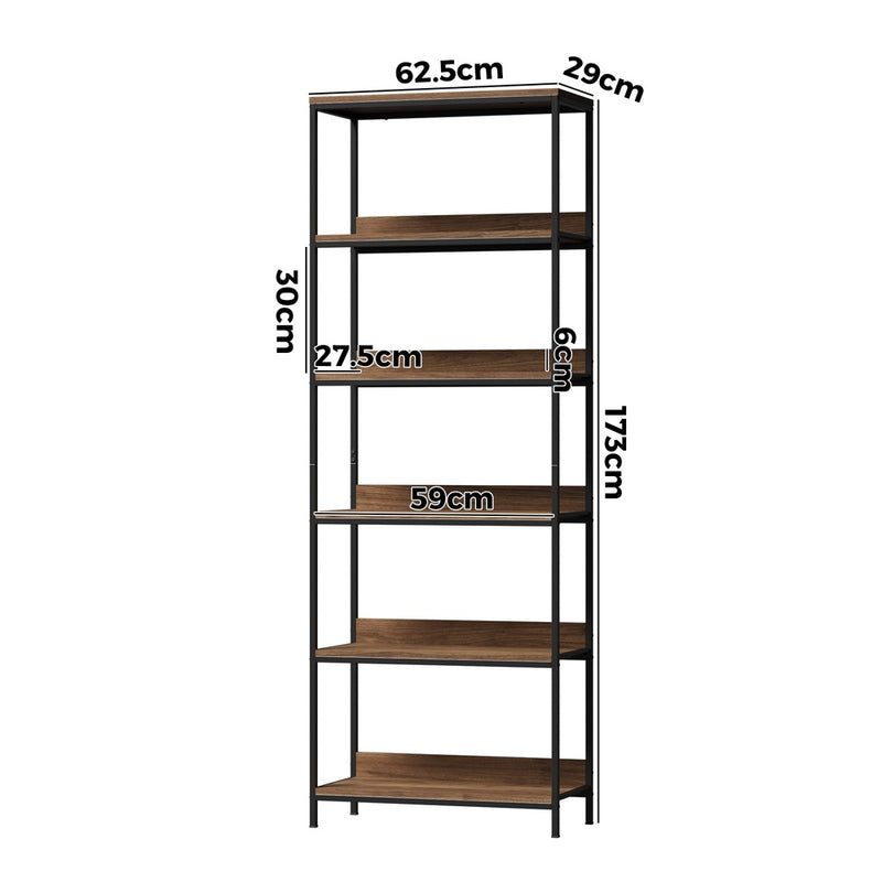Black and Walnut 5 Tier Display Storage Shelf