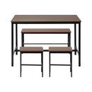 Natural Industrial 4 Seater Dining Table with Kitchen Bench Chairs