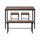 Natural Industrial 4 Seater Dining Table with Kitchen Bench Chairs