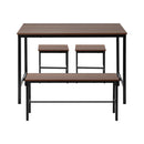 Natural Industrial 4 Seater Dining Table with Kitchen Bench Chairs