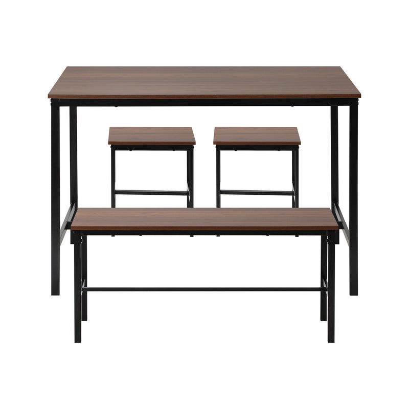 Natural Industrial 4 Seater Dining Table with Kitchen Bench Chairs