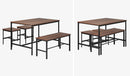 Natural Industrial 4 Seater Dining Table with Kitchen Bench Chairs
