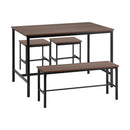 Natural Industrial 4 Seater Dining Table with Kitchen Bench Chairs