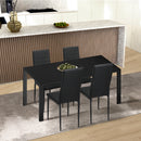 120cm Black Rectangular Dining Table with Metal Legs