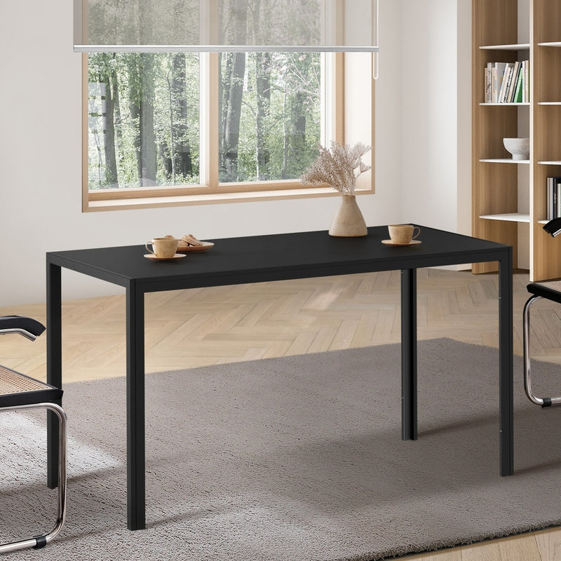 120cm Black Rectangular Dining Table with Metal Legs