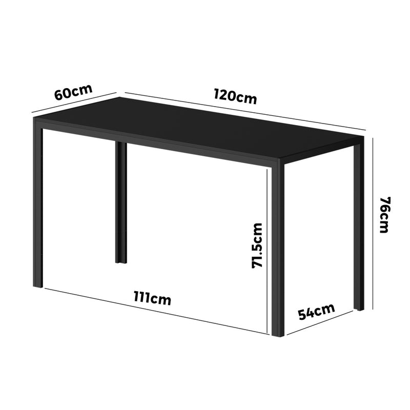 120cm Black Rectangular Dining Table with Metal Legs