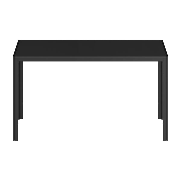140cm Black Rectangular Dining Table with Metal Legs