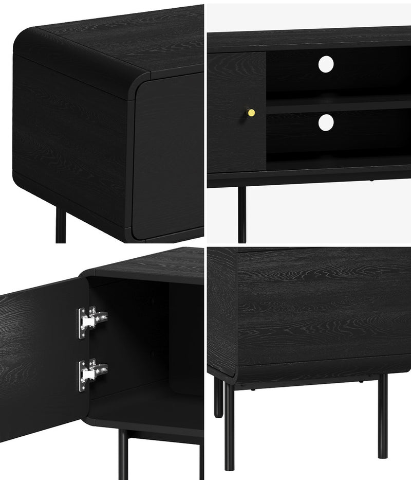 180cm Black Wooden TV Cabinet Entertainment Unit Stand