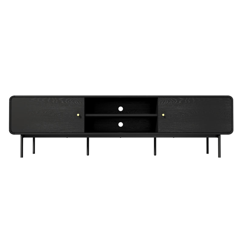 180cm Black Wooden TV Cabinet Entertainment Unit Stand