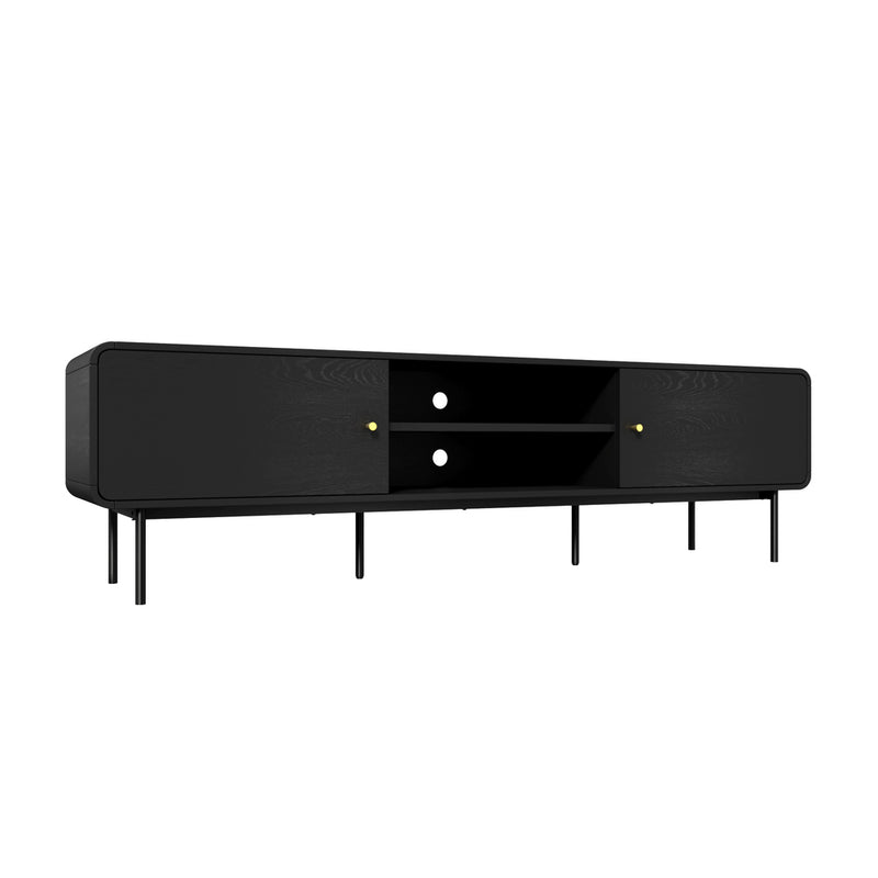 180cm Black Wooden TV Cabinet Entertainment Unit Stand