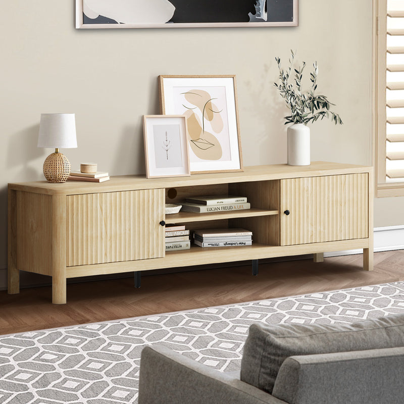 160cm Natural Wooden TV Cabinet Entertainment Unit Stand