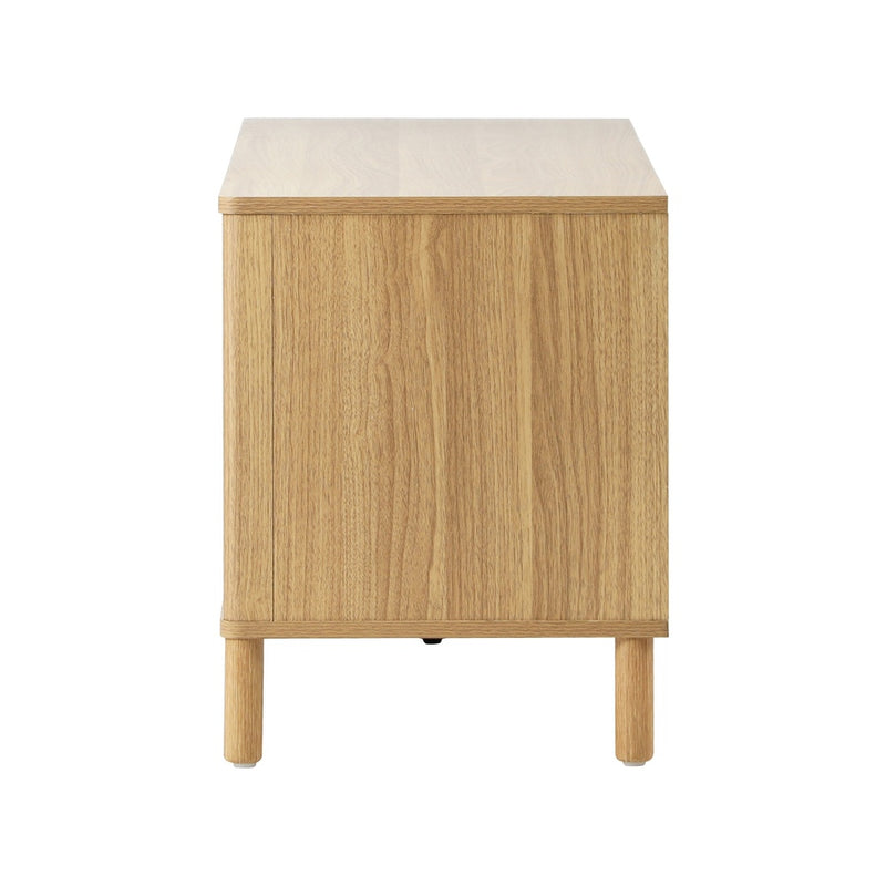 160cm Natural TV Cabinet Entertainment Unit Stand with Rattan Doors