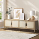160cm Natural TV Cabinet Entertainment Unit Stand with Rattan Doors