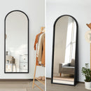 Black Arched Wooden Full Length Floor Mirror