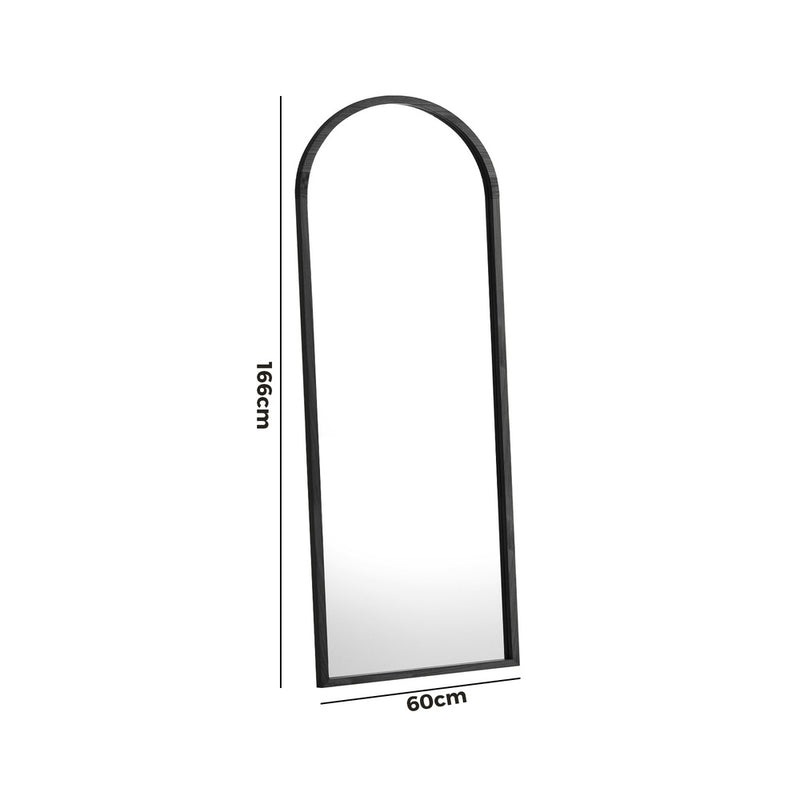 Black Arched Wooden Full Length Floor Mirror