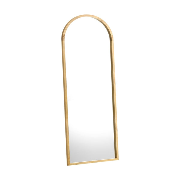 Light Brown Arched Wooden Full Length Mirror