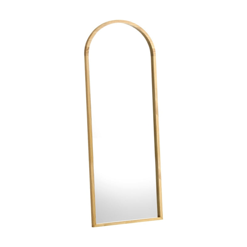 Light Brown Arched Wooden Full Length Mirror