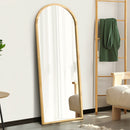 Light Brown Arched Wooden Full Length Mirror