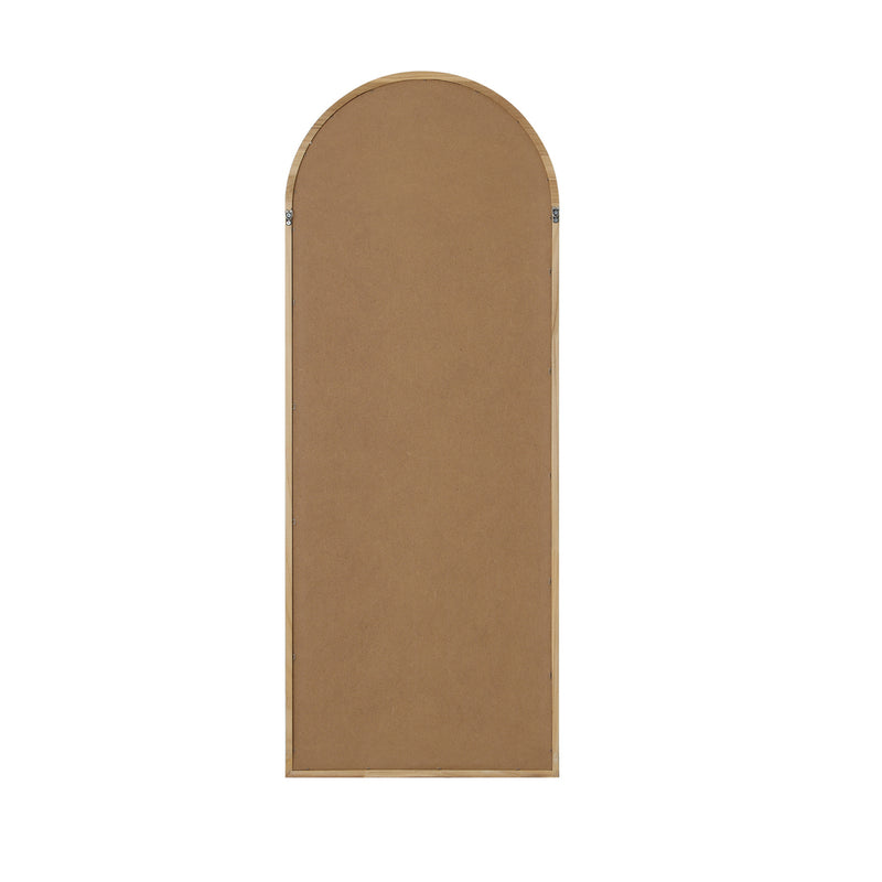 Light Brown Arched Wooden Full Length Mirror