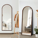 Dark Brown Arched Wooden Full Length Mirror