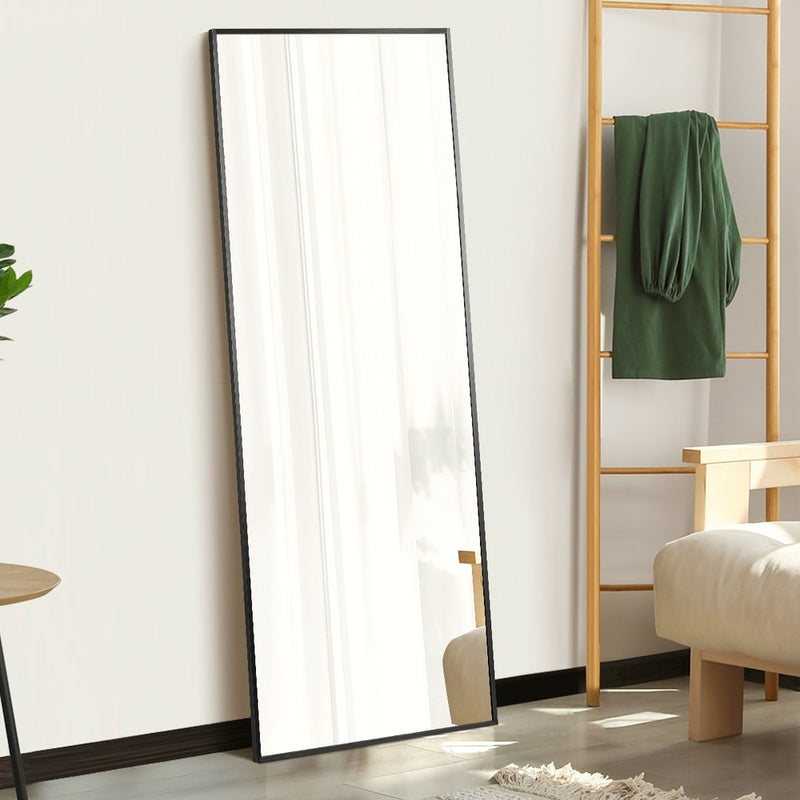 Black Wooden Rectangular Full Length Mirror