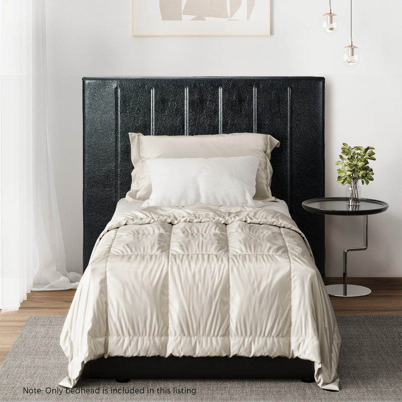 Black Leather King Single Size Bed Frame with Headboard