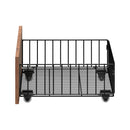Set of 2 Brown Metal Bed Frame Storage Drawers with Wheels