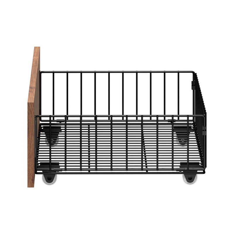 Set of 2 Brown Metal Bed Frame Storage Drawers with Wheels