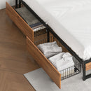 Set of 2 Brown Metal Bed Frame Storage Drawers with Wheels