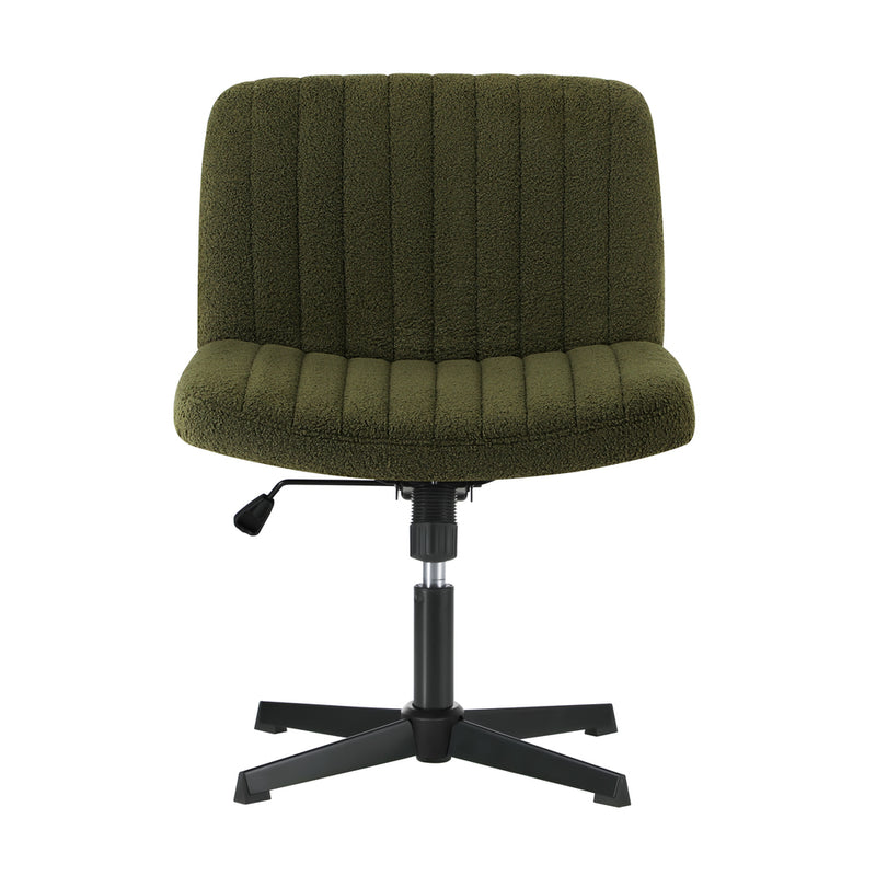 Green Sherpa Mid Back Armless Office Chair with Wide Seat