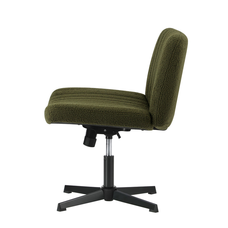 Green Sherpa Mid Back Armless Office Chair with Wide Seat
