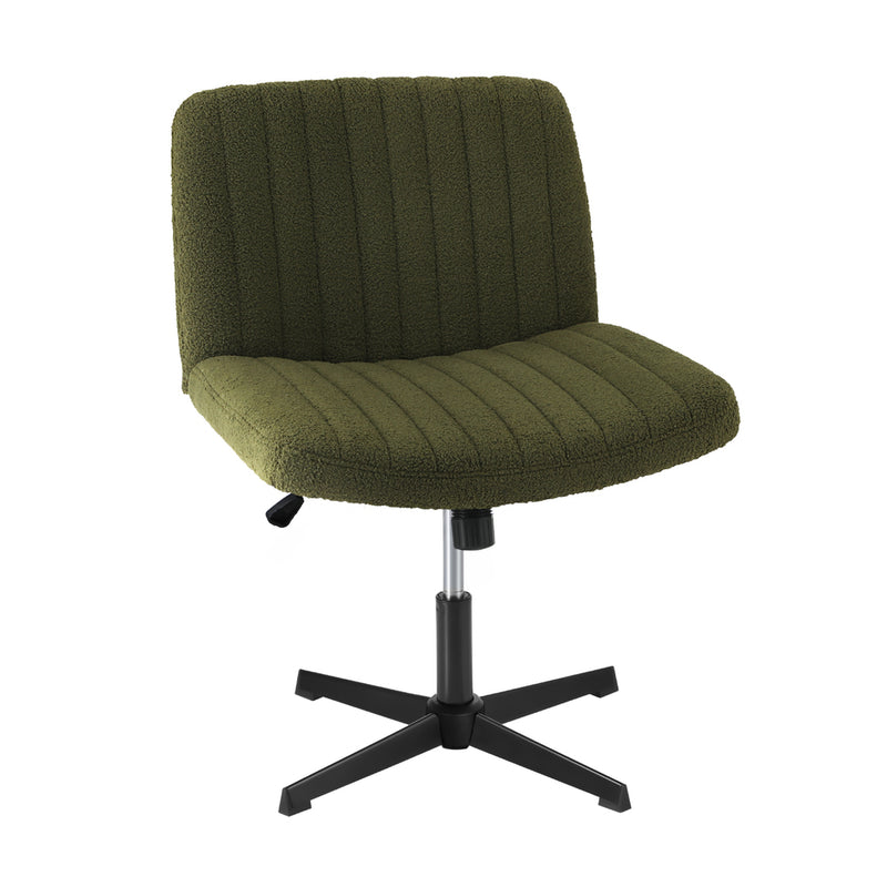 Green Sherpa Mid Back Armless Office Chair with Wide Seat