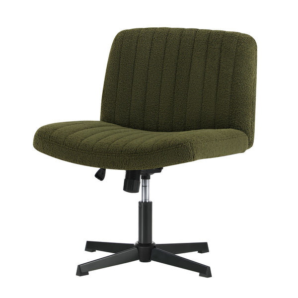 Green Sherpa Mid Back Armless Office Chair with Wide Seat