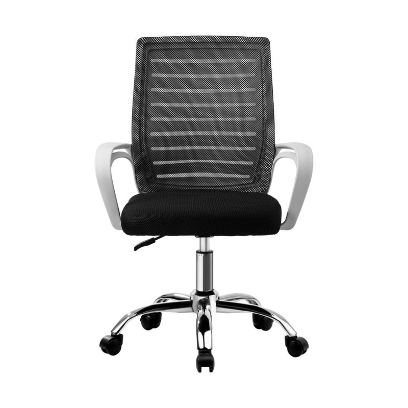 White and Black Mesh Office Chair with Breathable Backrest