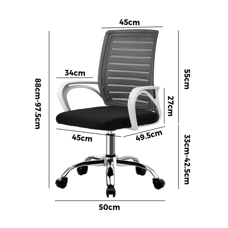 White and Black Mesh Office Chair with Breathable Backrest