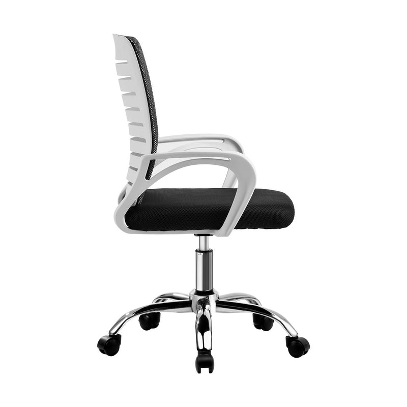 White and Black Mesh Office Chair with Breathable Backrest