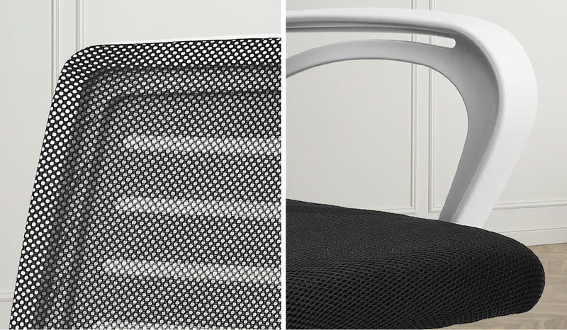 White and Black Mesh Office Chair with Breathable Backrest
