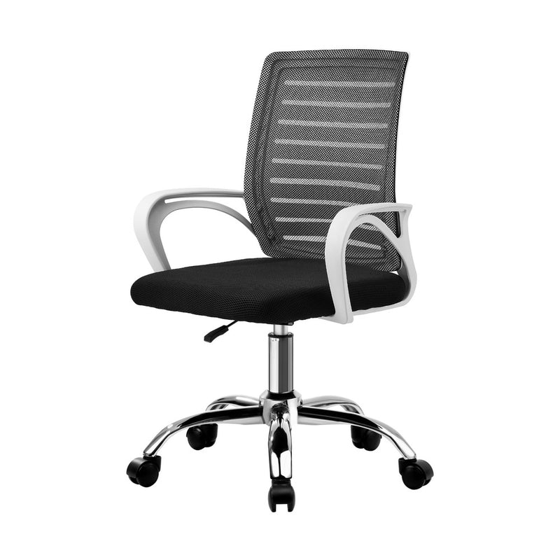 White and Black Mesh Office Chair with Breathable Backrest
