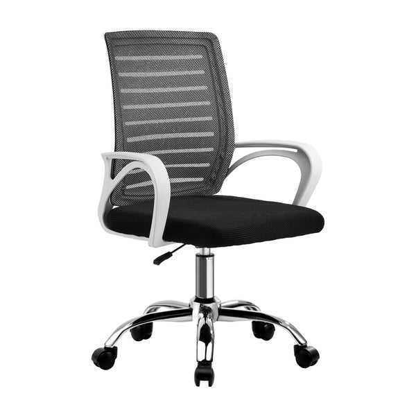 White and Black Mesh Office Chair with Breathable Backrest
