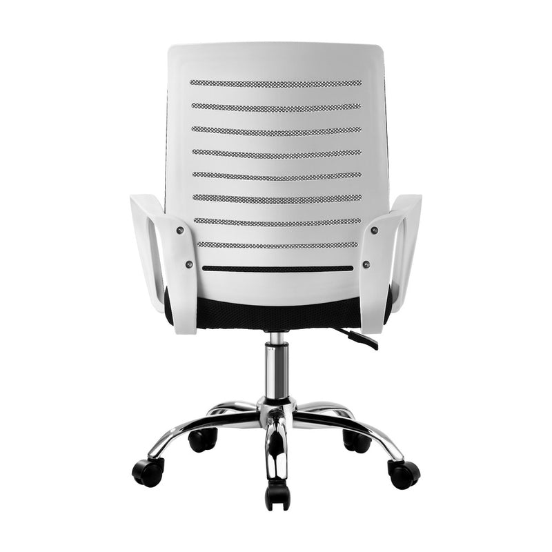 White and Black Mesh Office Chair with Breathable Backrest