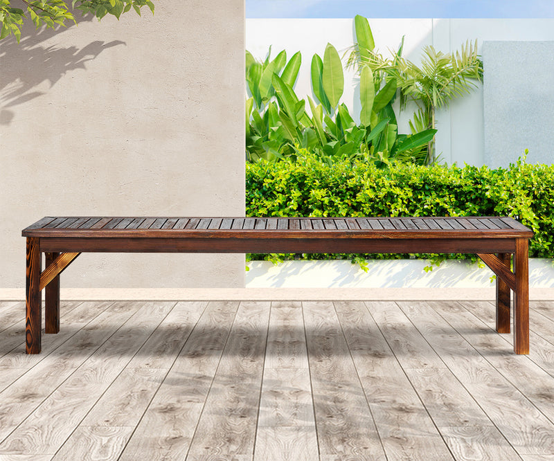 Wooden Garden Patio Bench with Slatted Outdoor Seat