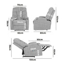 Grey Polyester Electric Recliner Massage Chair with Heat Function