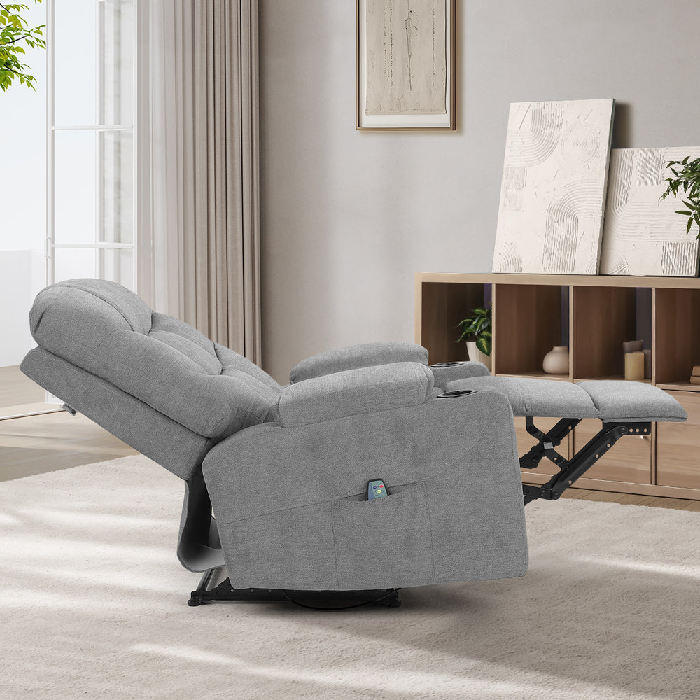 Grey Polyester Electric Recliner Massage Chair with Heat Function