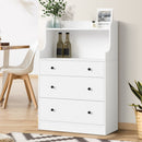White Sideboard Buffet Cupboard with 3 Drawers