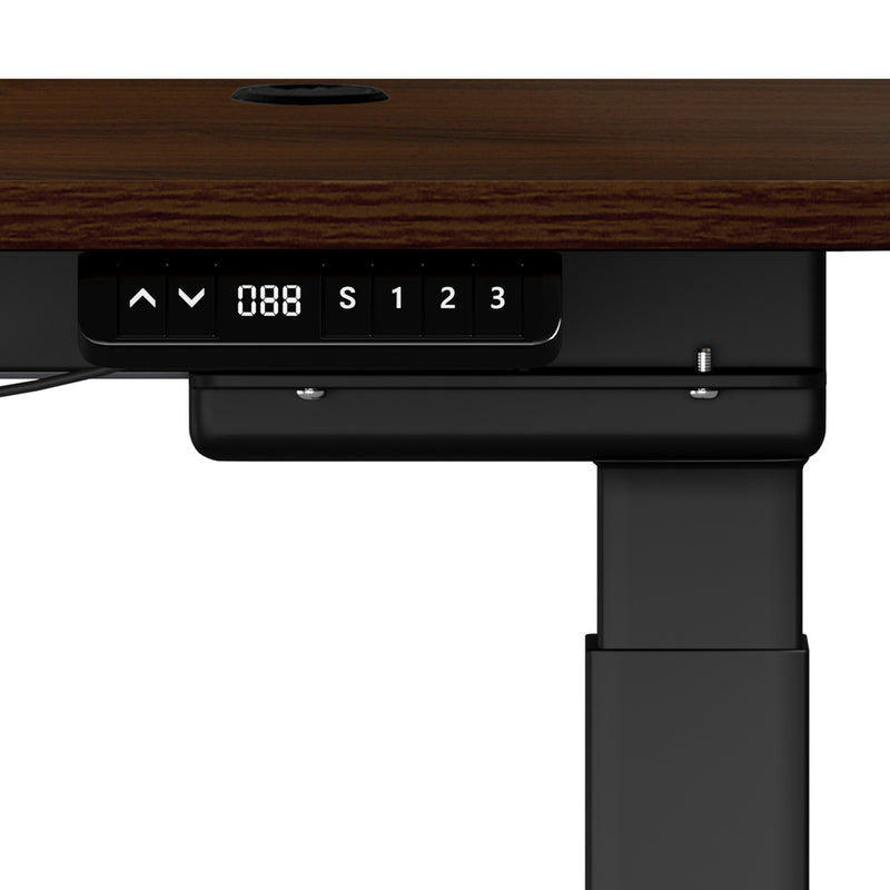 150cm Black and Walnut Electric Height Adjustable Standing Desk with Drawer