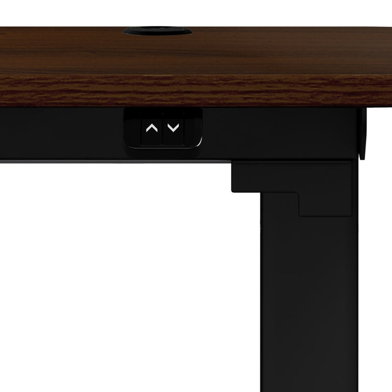 150cm Black and Walnut Electric Height Adjustable Standing Desk with Drawer